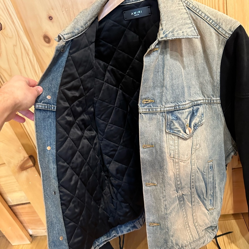 AMIRI Oversized Denim Jacket w/Contrast Sleeves - Picture 4 of 6